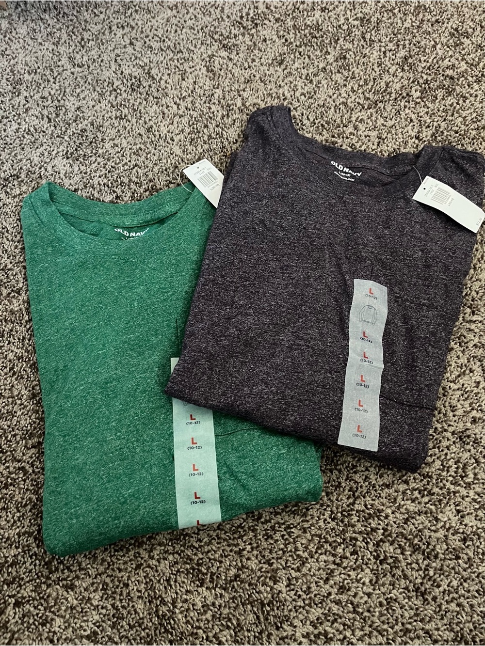 Old Navy Boy’s Crewneck Long Sleeve Tees - Green & Dark Purple